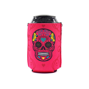 Pink ZipSip with Sugar Skull on black can