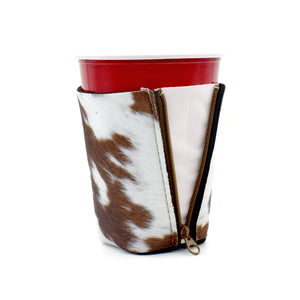 Cowhide texture ZipSip on red solo cup