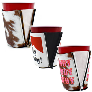 Western ZipSip drink sleeve on red solo cup
