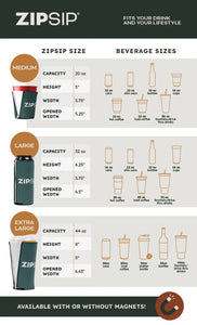 The ZipSip Fit | Adjustable Coozie For All Drink Sizes