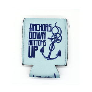Light blue ZipSip with Anchors Down Bottoms up in dark blue
