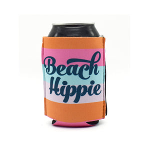 Pastel Stripe ZipSiip with beach hippie script on black can