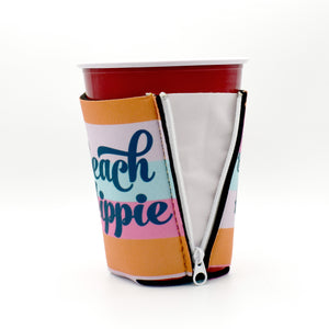 Pastel Stripe ZipSiip with beach hippie script on solo cup