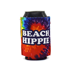 Tie die ZipSip with beach hippie text on black can