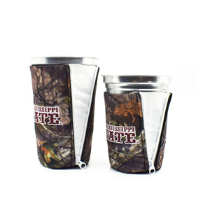 Mississippi State University Mossy oak Camo BigSip and ZipSip on tall and short aluminum cup