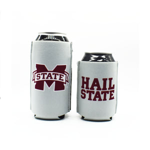 Mississippi State University gray ZipSip and BigSip on tall and short black can