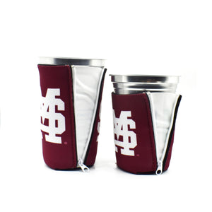 Mississippi State University Maroon ZipSip and BigSip tall and short aluminum cup
