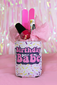 Birthday Babe ZipSip drink sleeve laid flat
