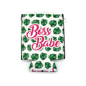 Palm leave ZipSip with pink Boss Babe text