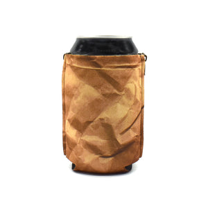 Brown Paper Bag ZipSip drink sleeve on aluminum soda pop can