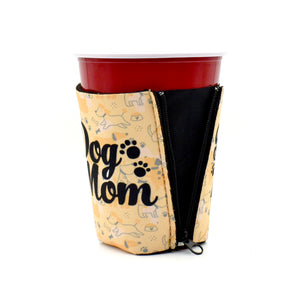 Dog pattern ZipSip with Dog Mom text on solo cup