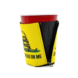 Yellow ZipSip with snake and don't tread on me text on a solo cup