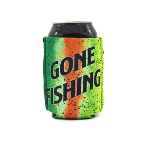 Trout skin ZipSip with Gone Fishing text on a black can