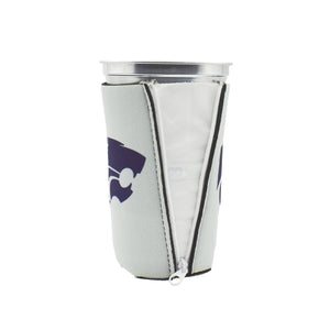 Kansas State University K-State Gray ZipSip drink sleeve laid flat