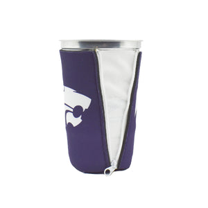 Kansas State University K-State Purple ZipSip drink sleeve laid flat