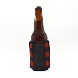 red buffalo plaid magnet ZipSip with campfire and Let's get toasted text on a bottle