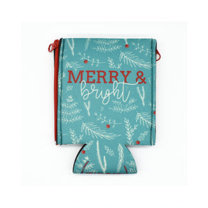 Blue ZipSip with Christmas foliage with Merry and bright