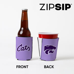 K-State Lavender ZipSip drink sleeve laid flat