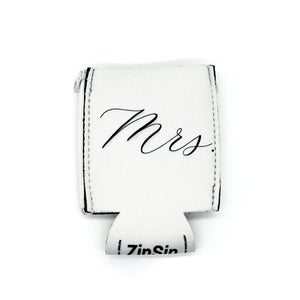 White ZipSip with Mrs. in black script