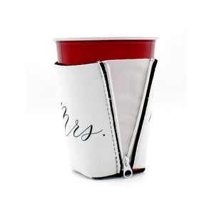 White ZipSip with Mrs. in black script on a solo cup