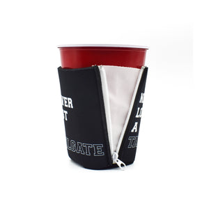 Black ZipSip with Never Lost A Tailgate on solo cup