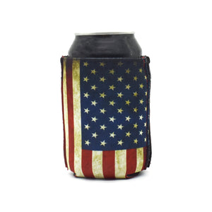 Rustic American flag ZipSip on black can