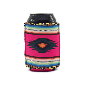 Serape pattern with leopard accent ZipSips on a black can