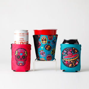 Sugar Skull ZipSip drink sleeve laid flat