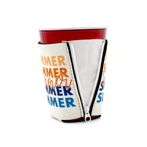 Summer ZipSip drink sleeve on red solo cup