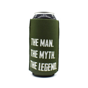 The Man The Myth The Legend ZipSip drink sleeve on aluminum soda pop can