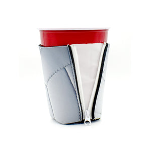 Volleyball ZipSip drink sleeve on red solo cup
