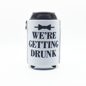 Were Getting Drunk ZipSip drink sleeve on aluminum soda pop can