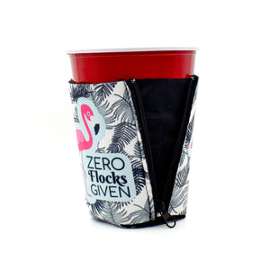 Zero Flocks Given Palm Leaves ZipSip drink sleeve on red solo cup