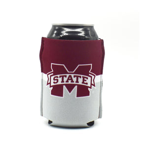 Mississippi State University ZipSip, Maroon and gray on black can
