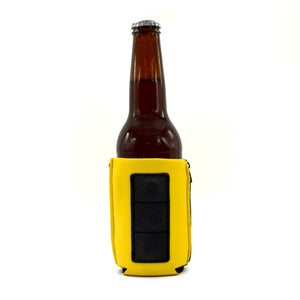 University of Iowa Yellow ZipSip drink sleeve laid flat