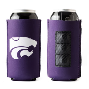 Kansas State University K-State Purple ZipSip drink sleeve laid flat