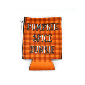 Orange Plaid ZipSip with Pumpkin Spice Junkie text 