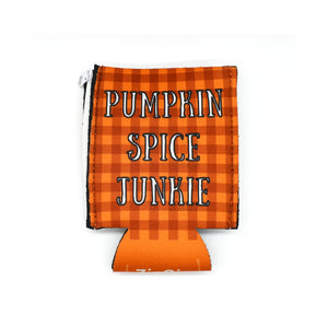Orange Plaid ZipSip with Pumpkin Spice Junkie text 
