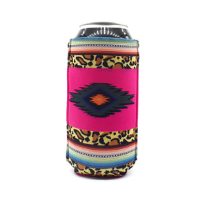 Serape pattern with leopard accent BigSips on a tall boy