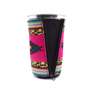 Serape pattern with leopard accent BigSips on a aluminum cup