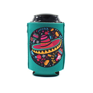 Teal ZipSip with sombrero on black can
