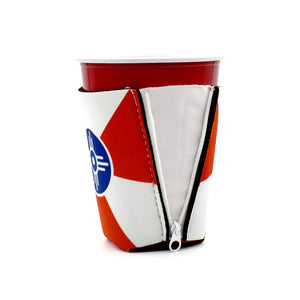 Wichita Flag ZipSip drink sleeve on red solo cup